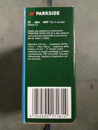 Arame soldadura Parkside 0.8mm - novo