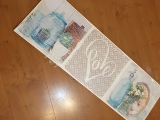 Quadro Estampado Love Bege e Azul