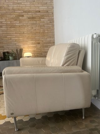 Sofá Natuzzi Cuero Italiano Beige
