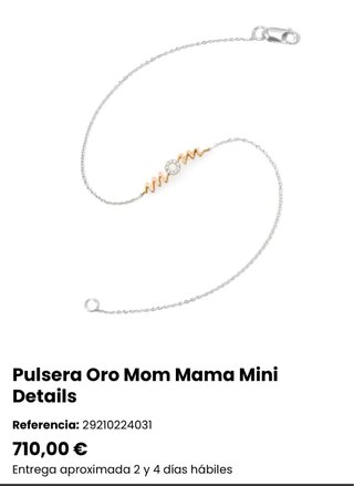 Pulsera Oro Mom Mama Mini Details