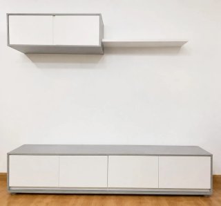 Mueble TV moderno blanco y gris