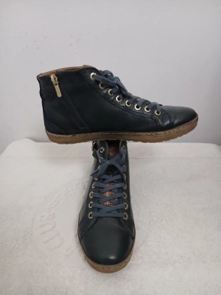 Botines Pikolinos Mujer Azul Marino y Dorado.