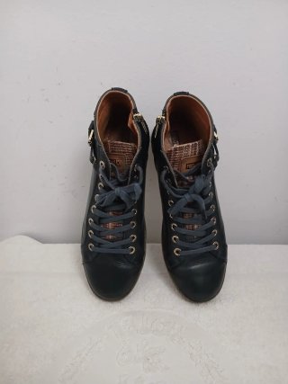 Botines Pikolinos Mujer Azul Marino y Dorado.