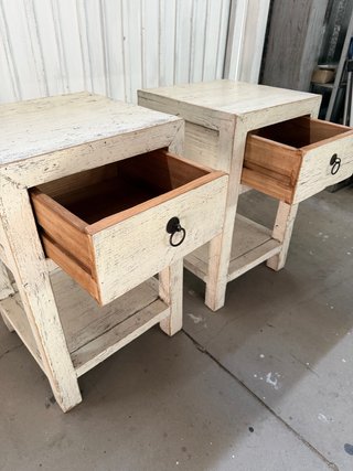 Pareja Mesitas Madera Maciza Envejecida nuevas