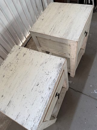 Pareja Mesitas Madera Maciza Envejecida nuevas