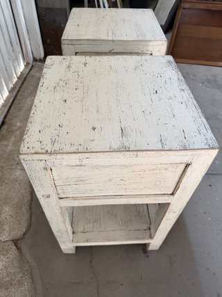 Pareja Mesitas Madera Maciza Envejecida nuevas