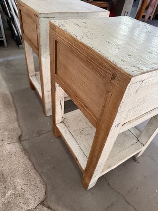 Pareja Mesitas Madera Maciza Envejecida nuevas