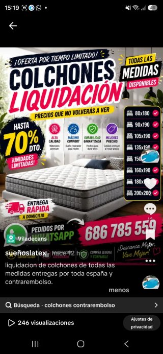 Liquidación colchones y canapés sueñoslatex