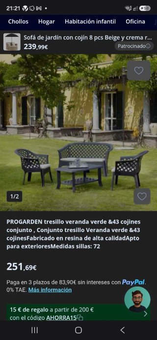 Mesa y Sofá de Jardín PROGARDEN