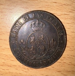 Moneda 5 Céntimos Escudo 1868 Isabel II