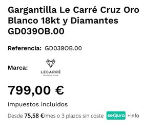Cadena Oro Blanco con Cruz Brillantes