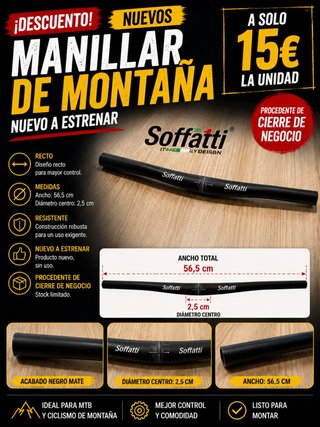 Manillar MTB SOFFATTI 56,5cm Nuevo