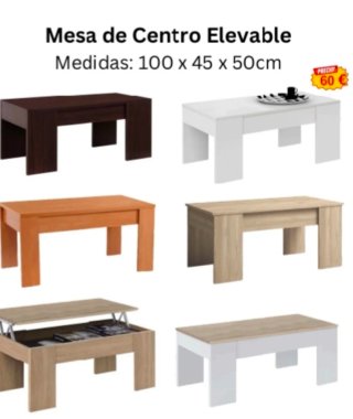 Mesa de centro elevable 100x45x50cm