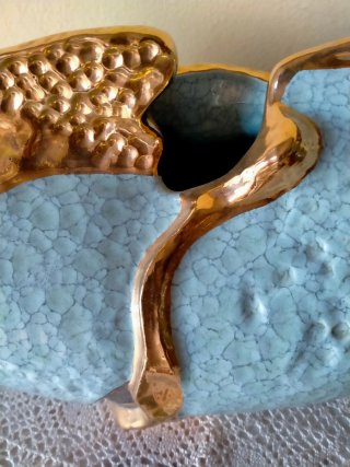 Centro de mesa Nadal Cerámica Azul y Dorado