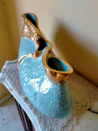 Centro de mesa Nadal Cerámica Azul y Dorado