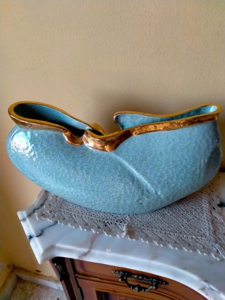 Centro de mesa Nadal Cerámica Azul y Dorado