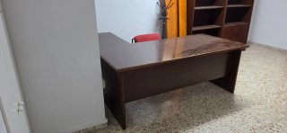 Mesa redonda madera y blanca