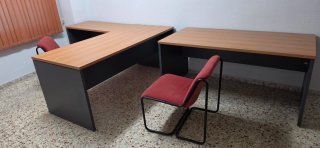 Mesa redonda madera y blanca