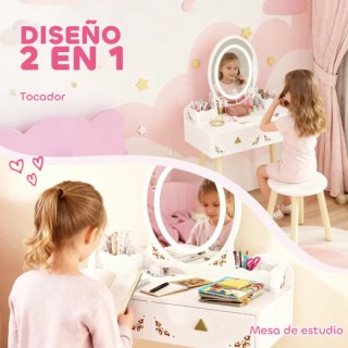 Specchiera per trucco per bambini con specchio LED