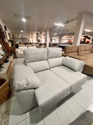 Sofá 2 plazas extensible beige/gris