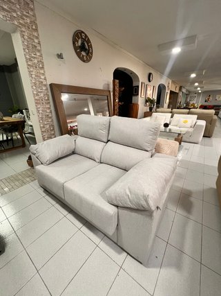 Sofá 2 plazas extensible beige/gris