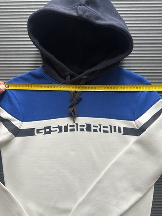 Felpa con cappuccio G-Star RAW blu/bianca XS
