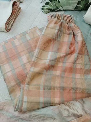 Juego de cortinas completo salmón y beige
