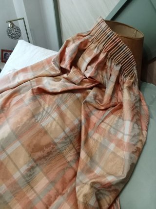 Juego de cortinas completo salmón y beige