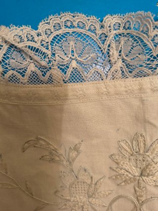 CAMISON ANTIGUO LINO.ENAGUA.GRANDE.ENCAJE.VINTAGE