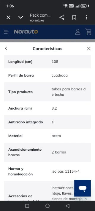 Pack 2 Barras Baca Norauto