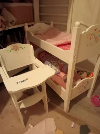 Conjunto Madera Muñecas Cuna Silla