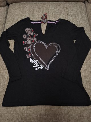 Camiseta Desigual XL Corazón Lentejuelas