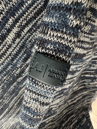 Jersey Armani Jeans L Slim Hombre Azul Jaspeado