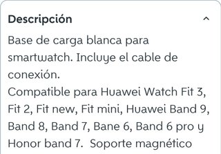 Cargador Magnético USB Huawei Watch Fit 3/2/1