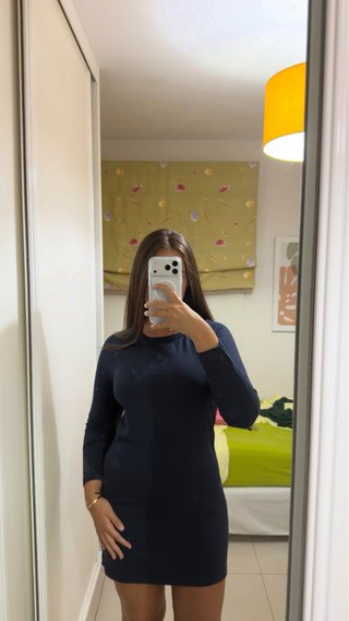 Vestido azul manga larga