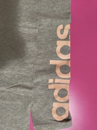 Mallas Adidas Grises Logo Rosa Claro