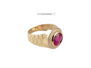 sello oro 18k con piedra con circonita