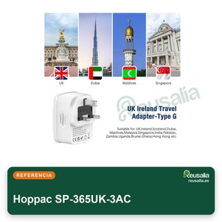 Hoppac adaptador enchufe UK 5 en 1 USB
