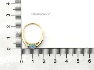 sortija oro 18k con piedra con topacio,zafiro