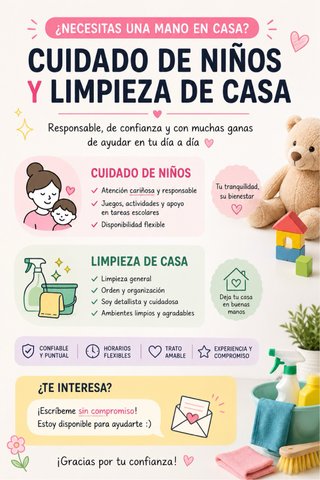 CUIDADO DE NIÑOS Y LIMPIEZA