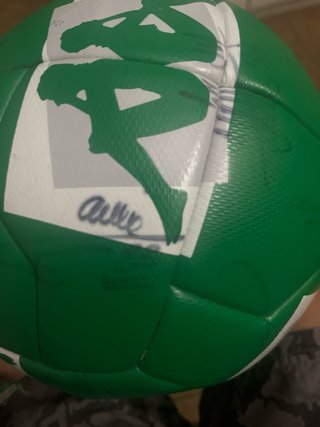 Balón de fútbol verde y blanco
