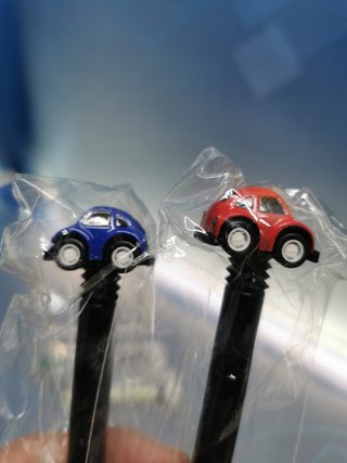 Collezione, 5 PENNE con mini MACCHINA DA CORSA - BUG BOY 50 Midori Giappone