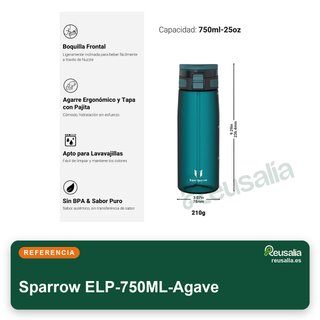 Bottiglia Sparrow in tritan da 500-1000ml con cannuccia integrata