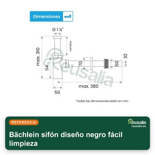 Sifón Bächlein design nero facile pulizia