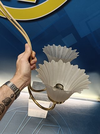 Plafón, lampada da parete, vetro, metallo, vintage