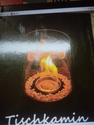 Caminetto da tavolo in vetro e pietra