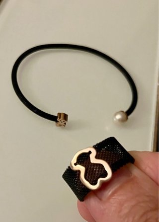 Conjunto Tous Pulsera y Anillo Oso Vermeil