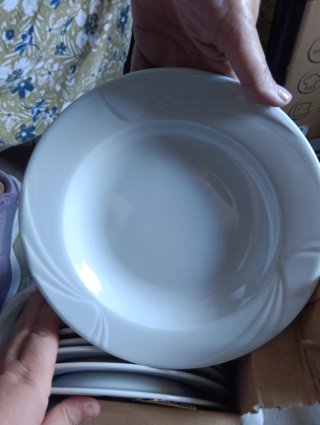 Piatti profondi bianchi con design a spirale, set da 12 unità