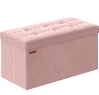 Nuovo puff con spazio di archiviazione in velluto rosa