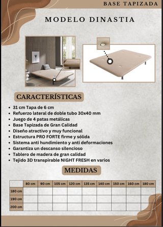 Base tapizada Dinastia beige 180x200